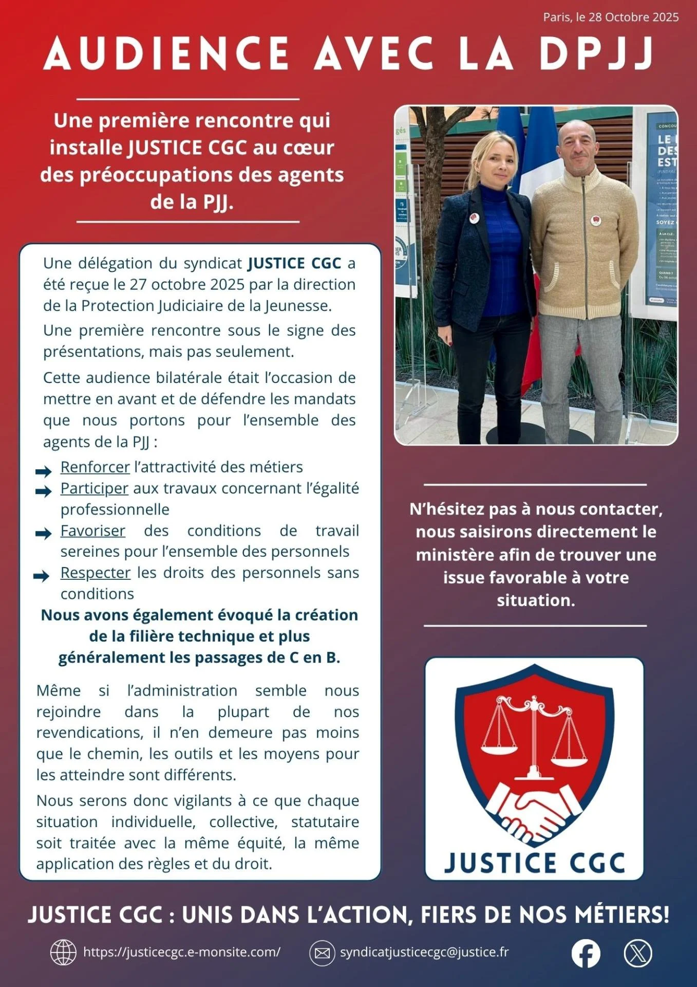 Audience a la dpjj 27 octobre 2025