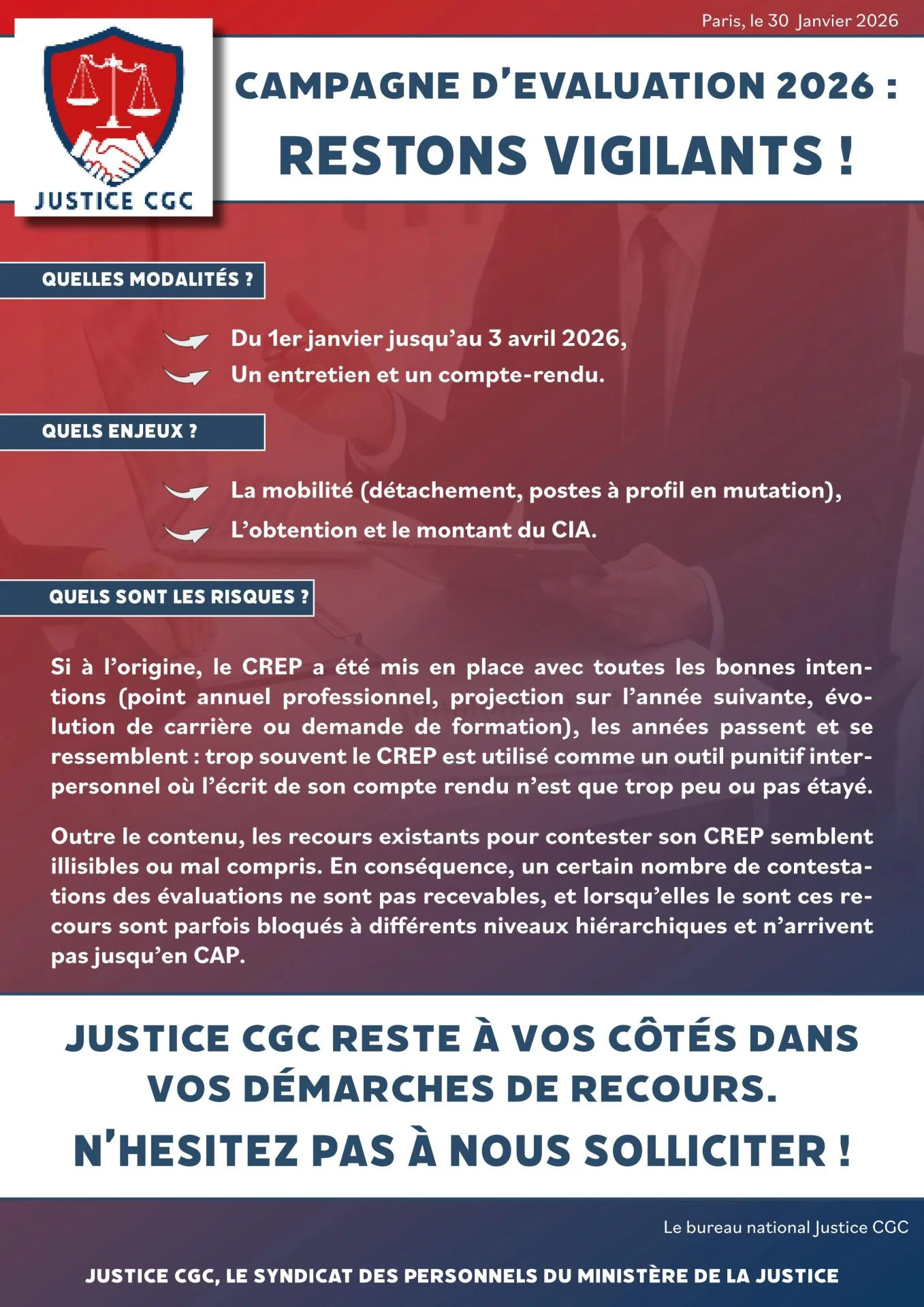 Tract campagne évaluation JUSTICE CGC 30 01 2026